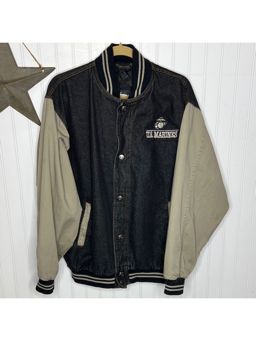 Jon Lauren Vintage Marines Men's Bomber Jacket Size Large